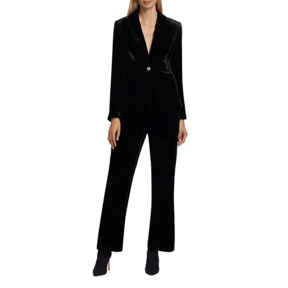 💕ELIE TAHARI💕 The Veronica Velvet Wide-Leg Pants ~ Noir Black Large L NWT - Picture 8 of 16